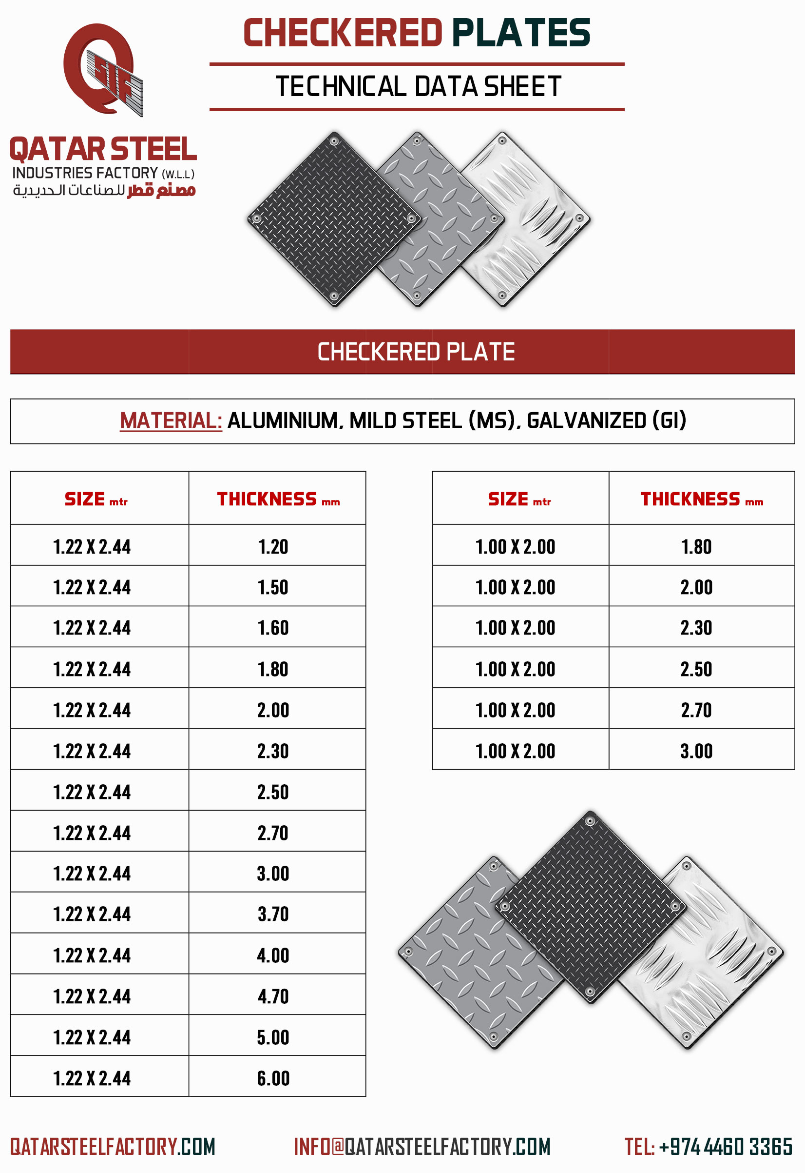 Qatar Steel Checkered Plate Mild Suppliers